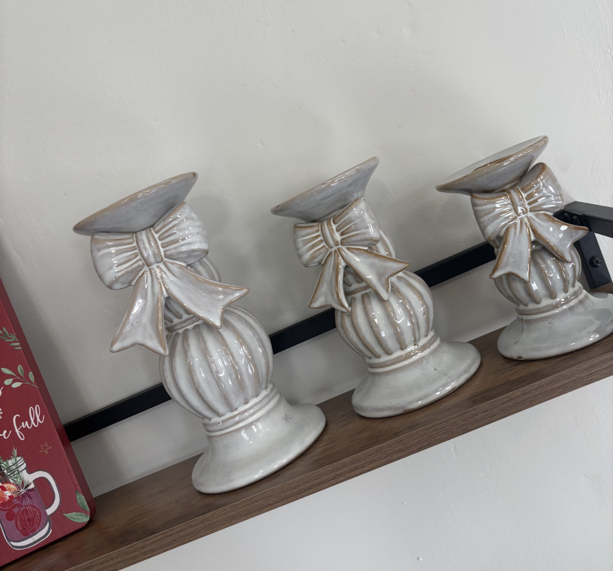 RUSTIC BOW CANDLE HOLDERS