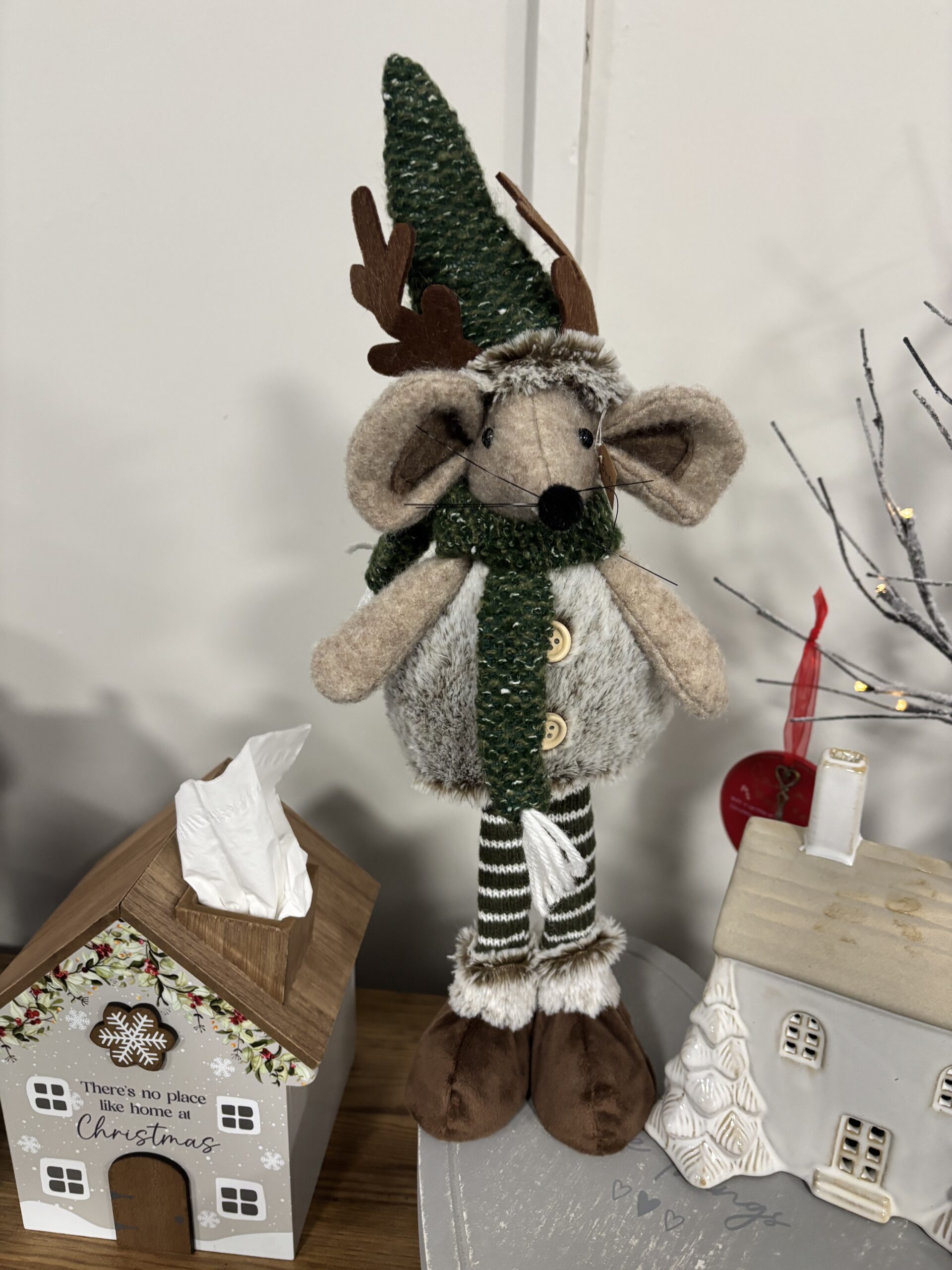 standing mouse with reindeer antlers x 2