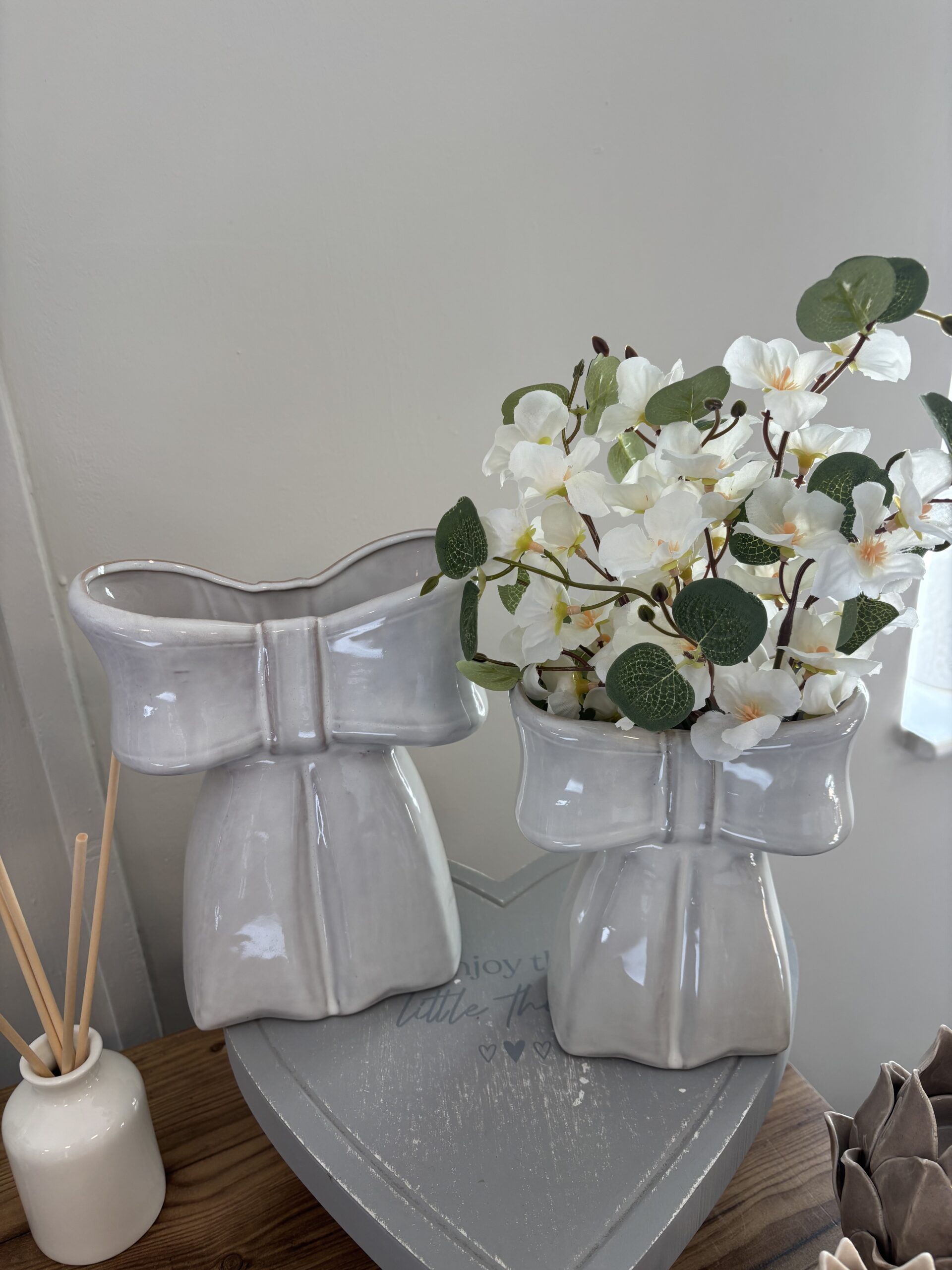 bow vases x 2