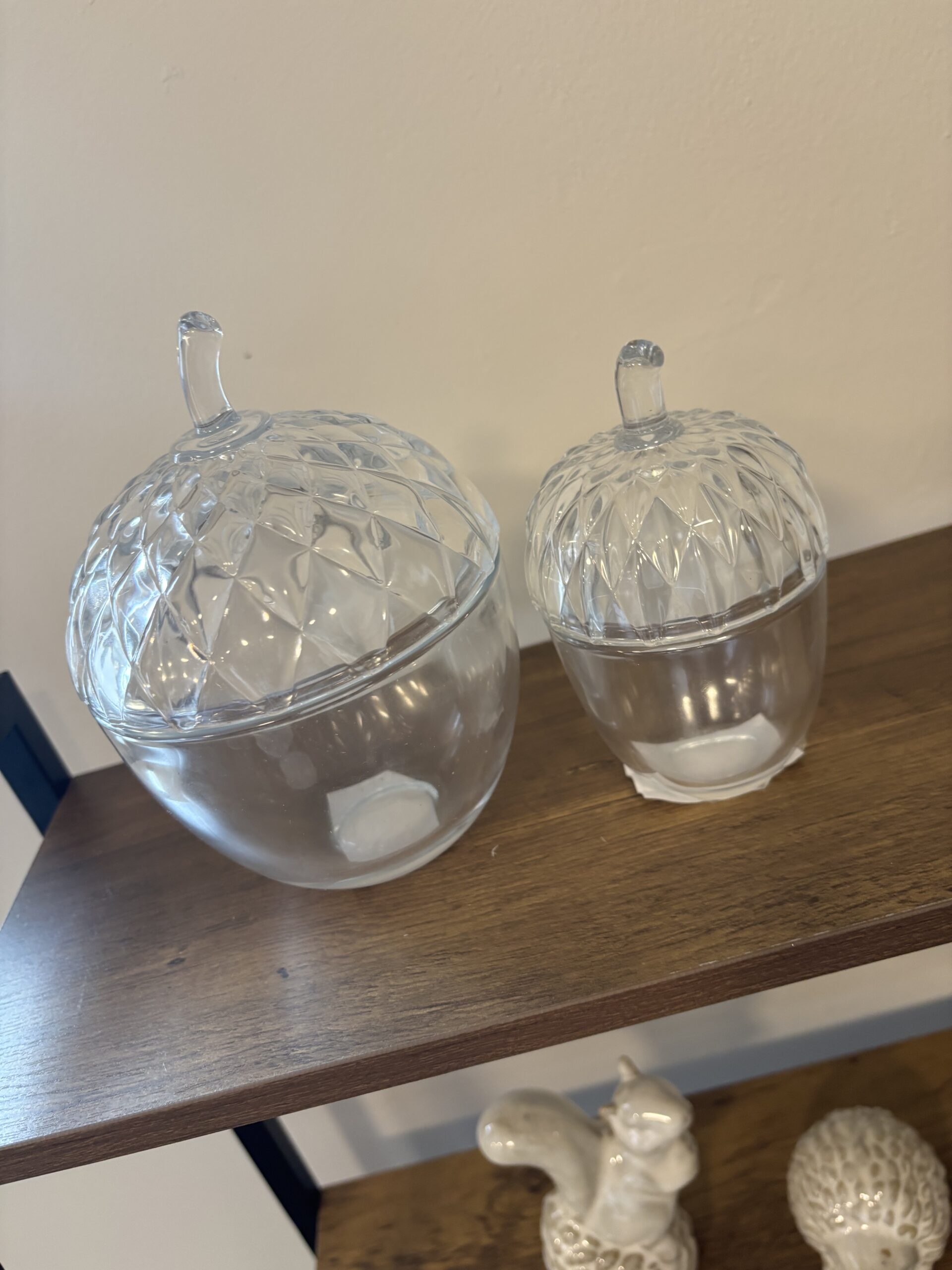 SET OF 2 GLAss acorn pots x 2