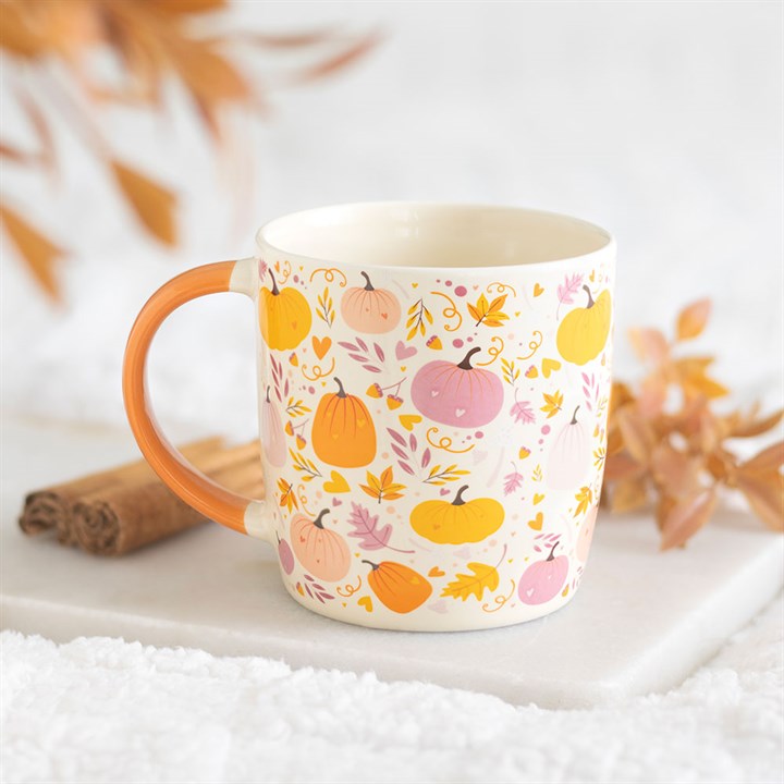 pink and pumpkin mug